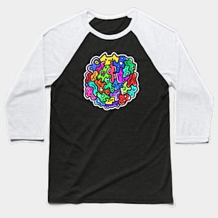 Graffiti Doodle Design - Hidden Faces Baseball T-Shirt